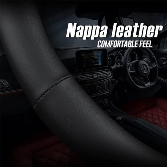 Nappa Premium Leather car Steering Wheel Cover, Non-Slip, Breathable, Universal - Picture 5 of 7